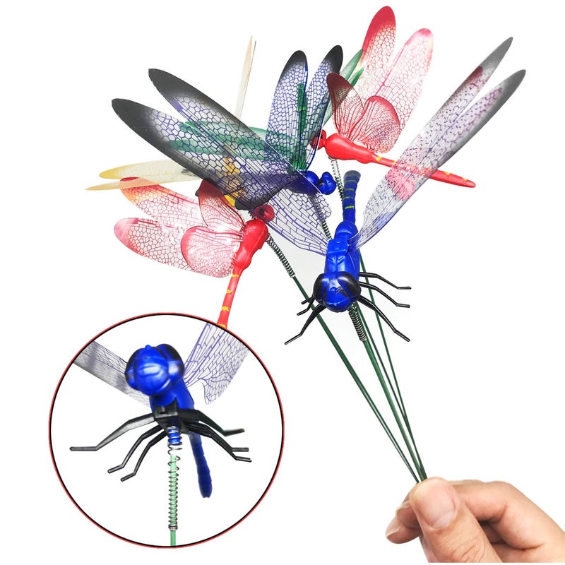 Allazone 30 PCS Dragonfly Garden Stakes, 2 Size Artificial Dragonfly Stakes Indoor Outdoor Yard Garden Flower Pot Decoration, Miniature Fairy Garden Decoration - Image 5